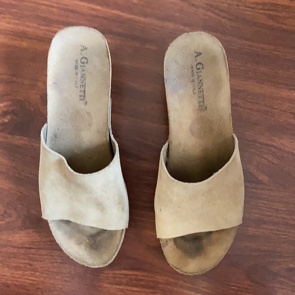 A. Giannetti Tan Suede Platform Sandals size 9 - Picture 3 of 9